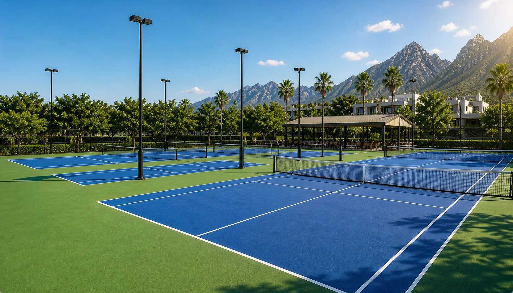 Cancha polideportiva escolar con sistema acrílico PLAYKO